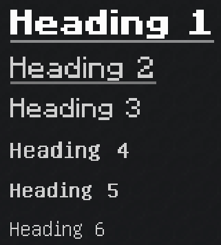 headings